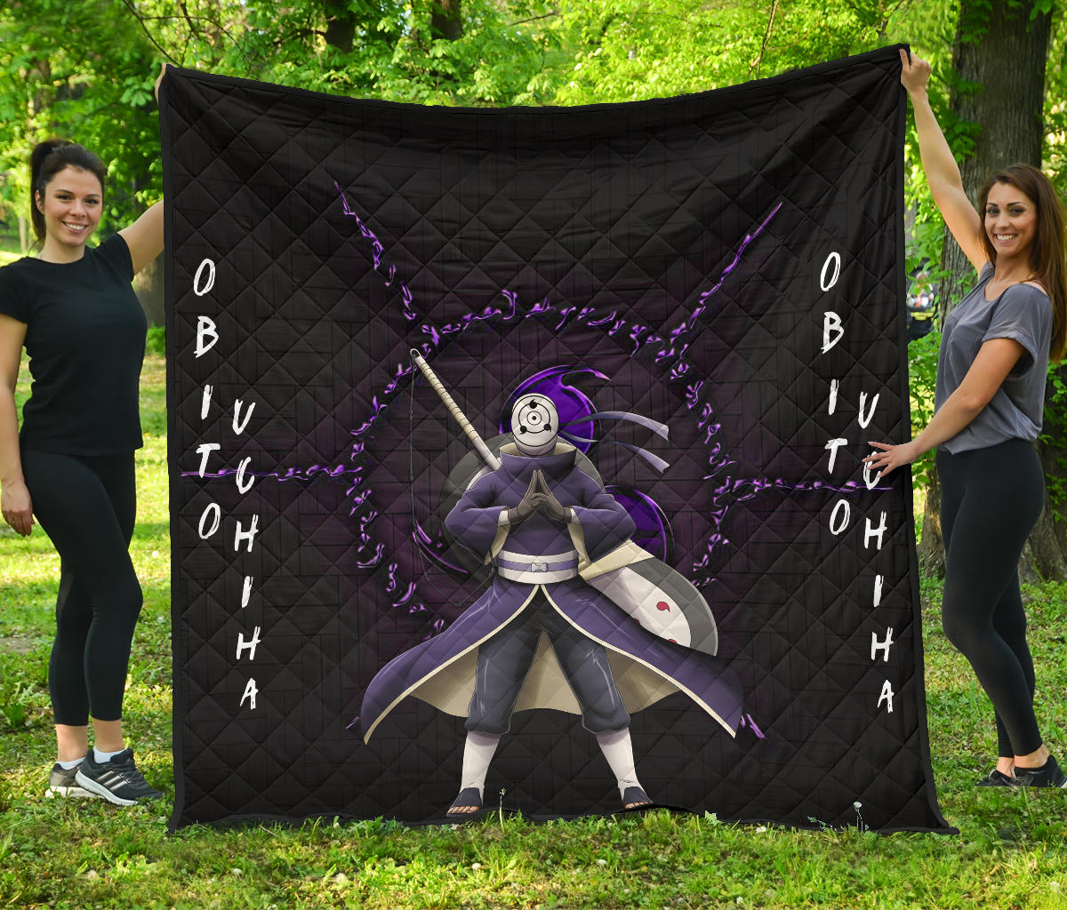 Naruto Anime Premium Quilt – Uchiha Obito Purple Sharingan Minimal Quilt Blanket