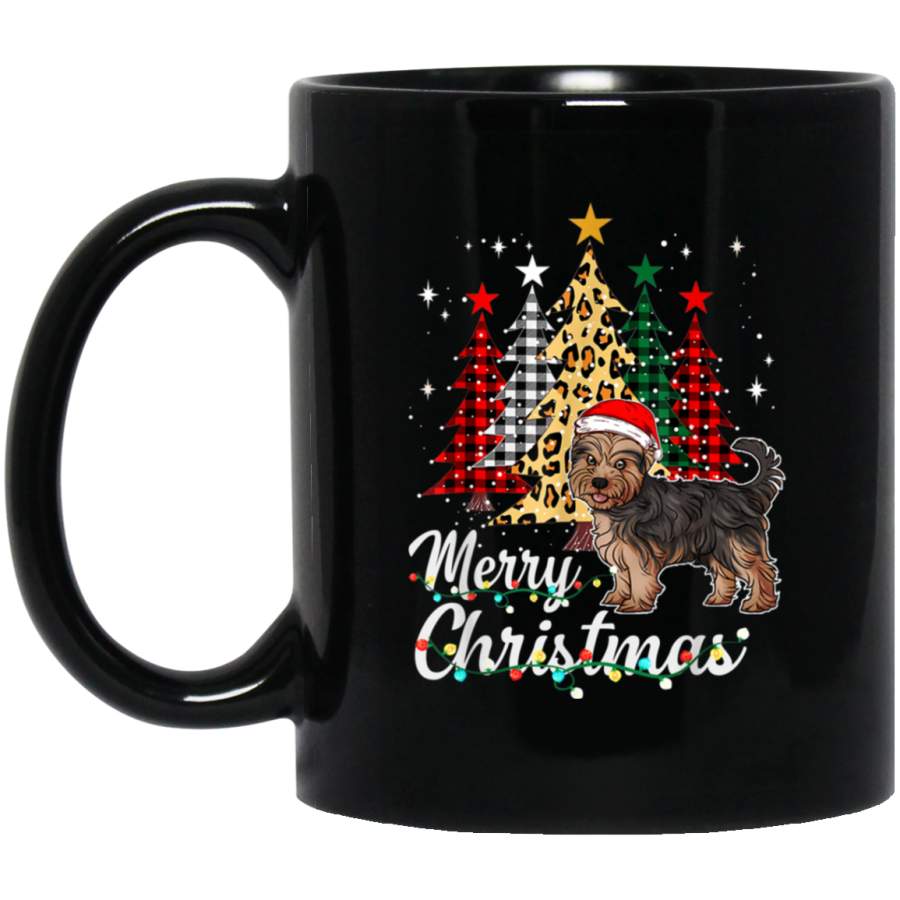 Yorkshire Terrier Trees With Buffalo Plaid And Leopard  11 oz 15 oz Mug Black