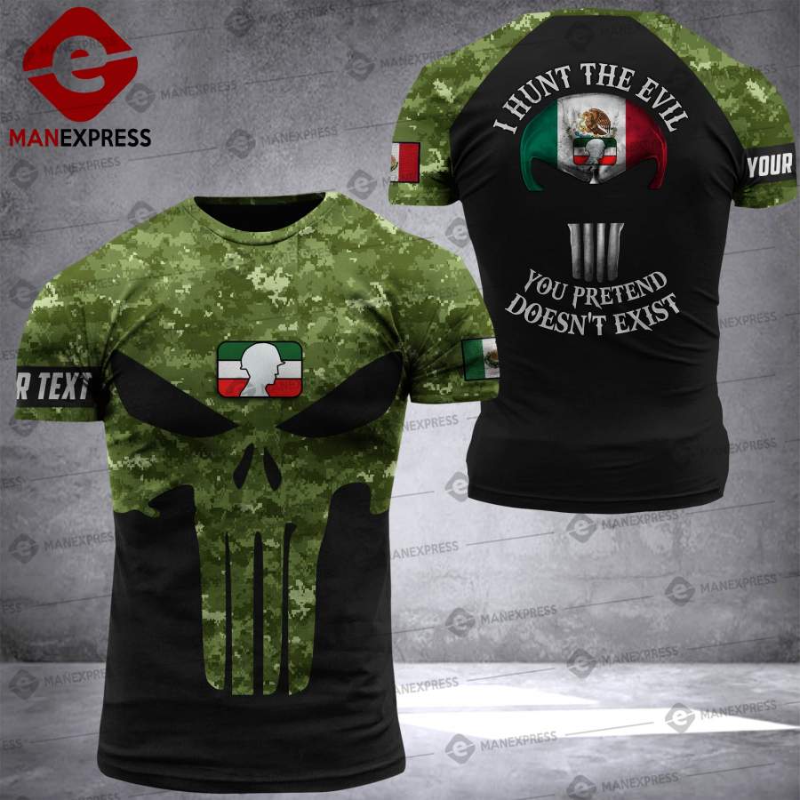 AH PERSONALIZED MEXICAN ARMY HUNT THE EVIL T-SHIRT PRINTED