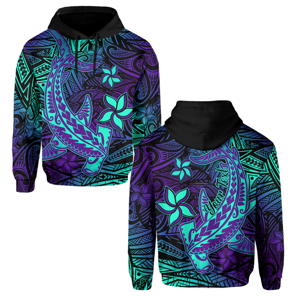 Custom Personalised Polynesian Hoodie Purple Paradise Hawaiian Tribal Hammerhead Shark Lt14