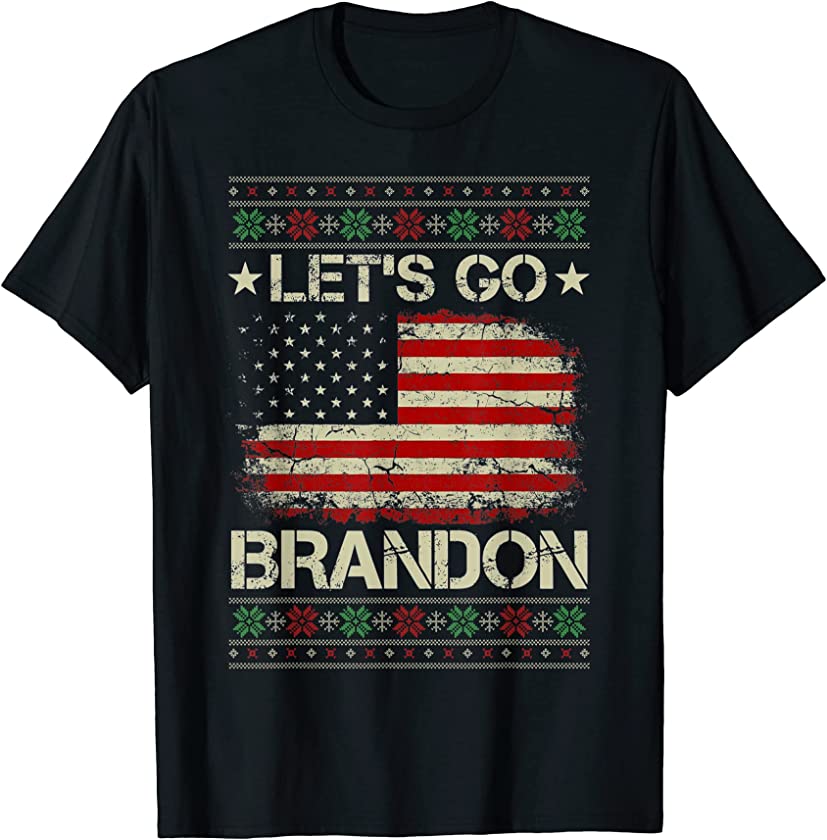 Vintage Let’s Go Brandon American Flag Ugly Christmas Pajama T-Shirt