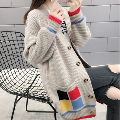 2020 New Spring Autumn Korean Loose Sweater Women Coat Solid Knitting Outwear Female Casual Pockets Open Stitch Cardigan NS4654 alx