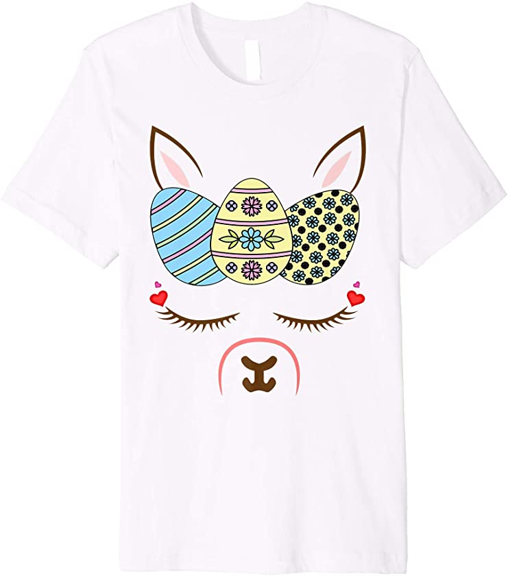 Llama Face Ester Day Alpaca Easter Day Bunny Face Girls Gift Premium T-Shirt