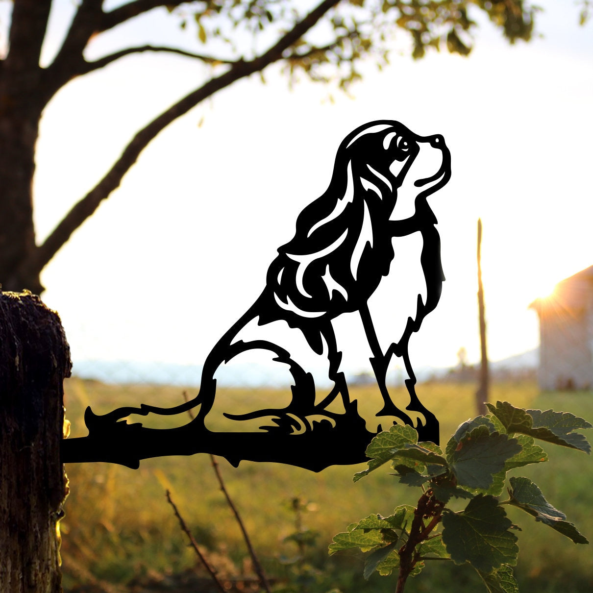 Metal Spaniel Silhouette Puppy – Usa Steel Dog Sign Cutout – Rustic Outdoor Home & Garden Decor – Housewarming Gift For Dog Lovers