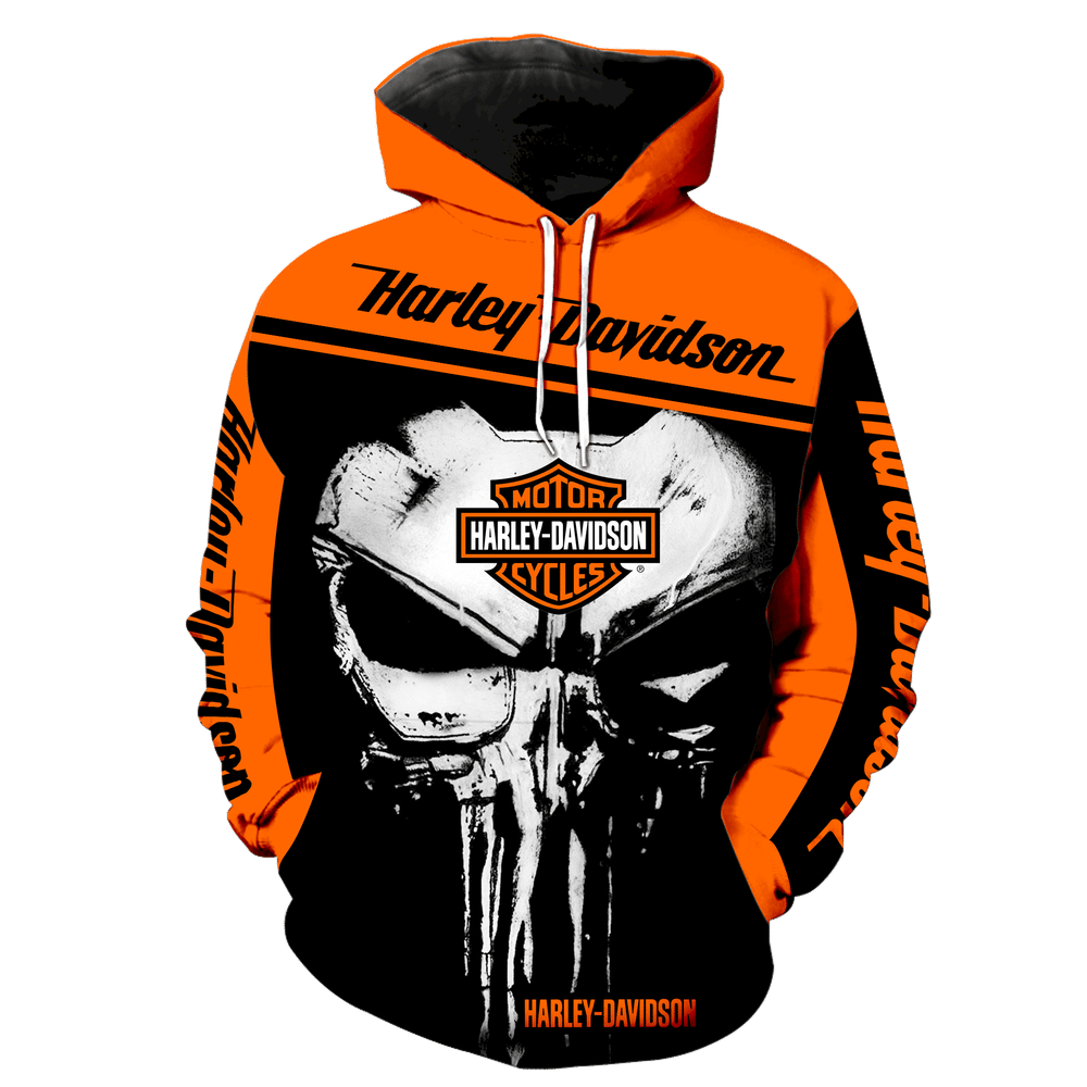 Harley Davidson Punisher New Skull Full All Over Print K1183 Hoodie Zipper