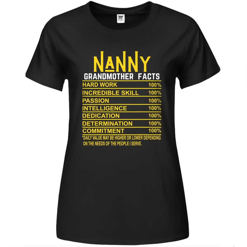 Nutritional Facts Shirt, Nutrition Facts Premium Womens T Shirts, Nanny Grandmother Facts Grandma Nutritional Fact Premium Womens T Shirts