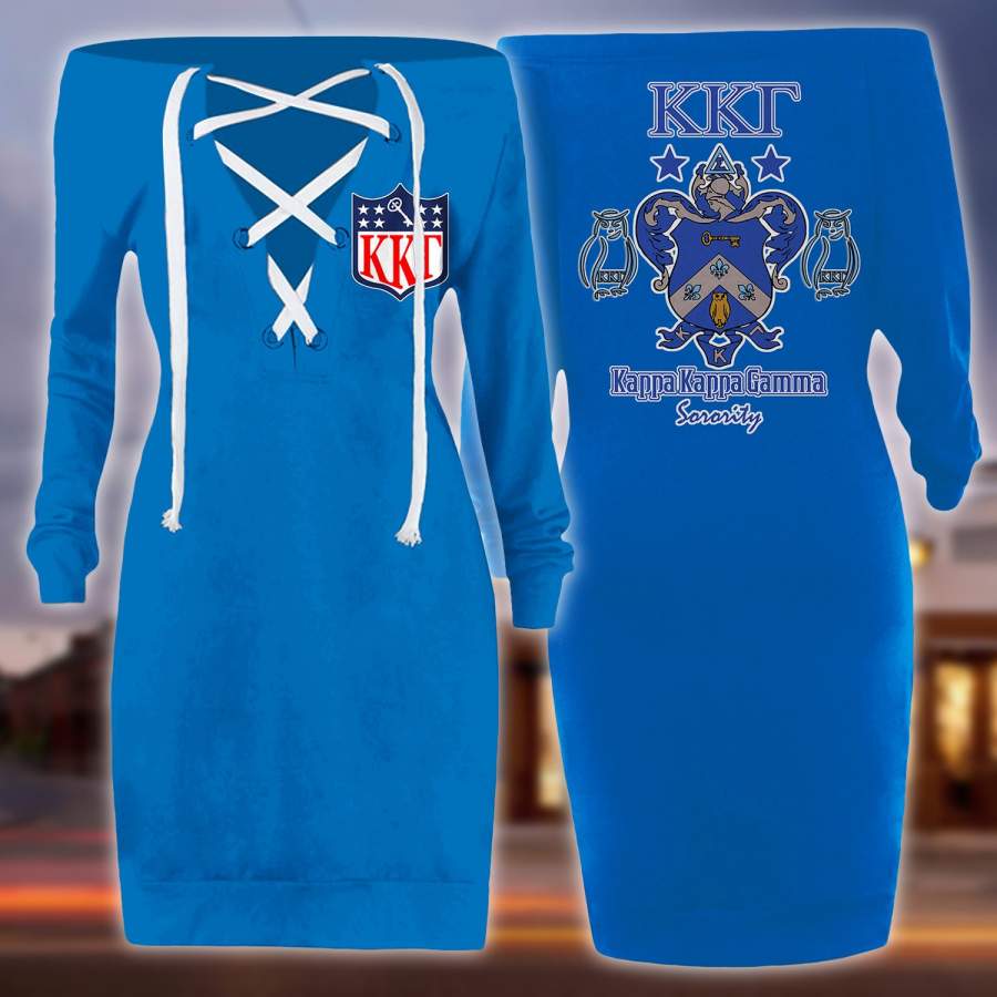 Kappa Kappa Gamma lace up criss cross V-neck sweater dress 2