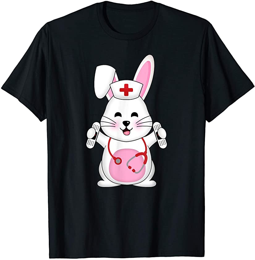 Cute Bunny Nurse Stethoscope Happy Easter Nurse RN LPN LVN T-Shirt