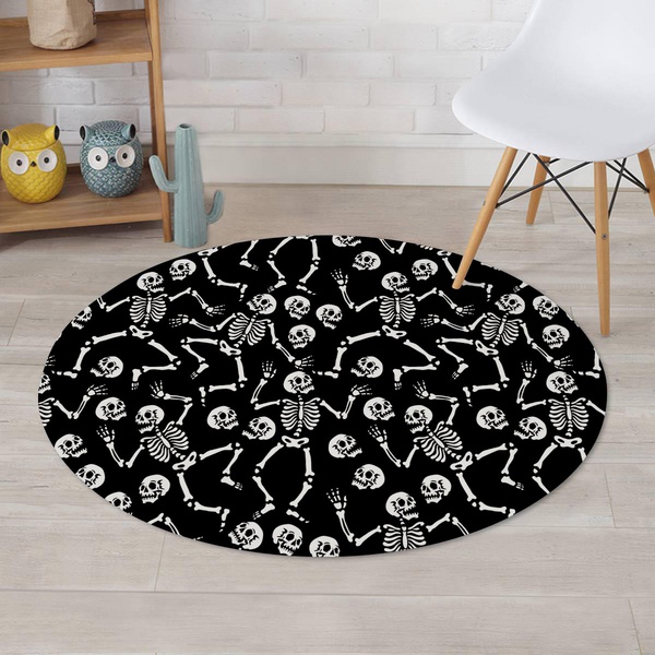 Skeleton Dancing Halloween Round Rug