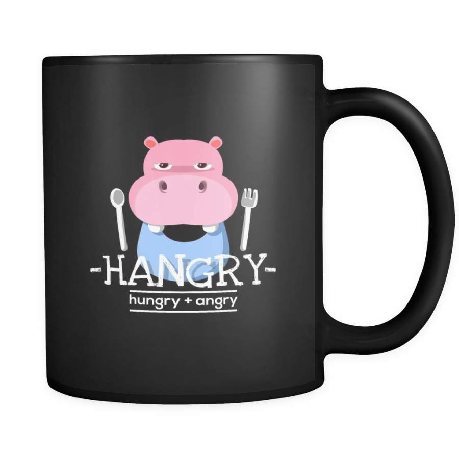 Hungry Hippo, Hungry and Angry Funny Hippopotamus Animal Black 11oz mug