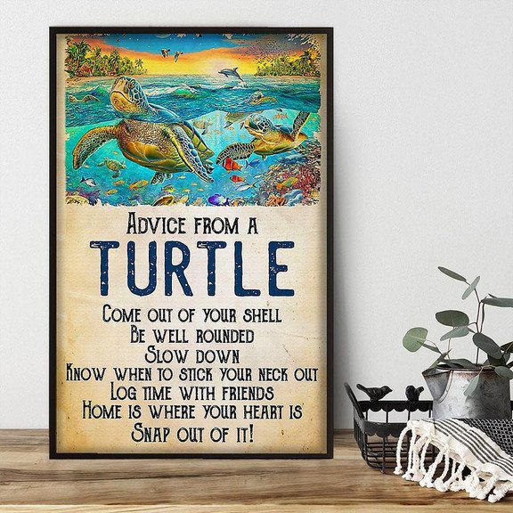 Advice From A Turtle Poster – Come Out Your Shell Canvas Home Décor Birthday Christmas Gifts For Men Women