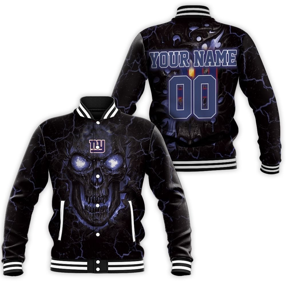 Personalized Lava Skull New York Giants 3D Baseball Jacket