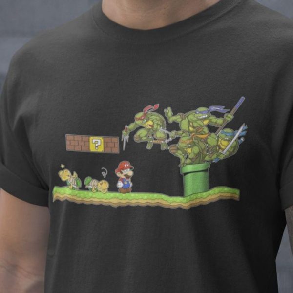 Super Mario Meets Ninja Turtles T-Shirt Gift Ideas For Super Mario Lovers Gamer Gift