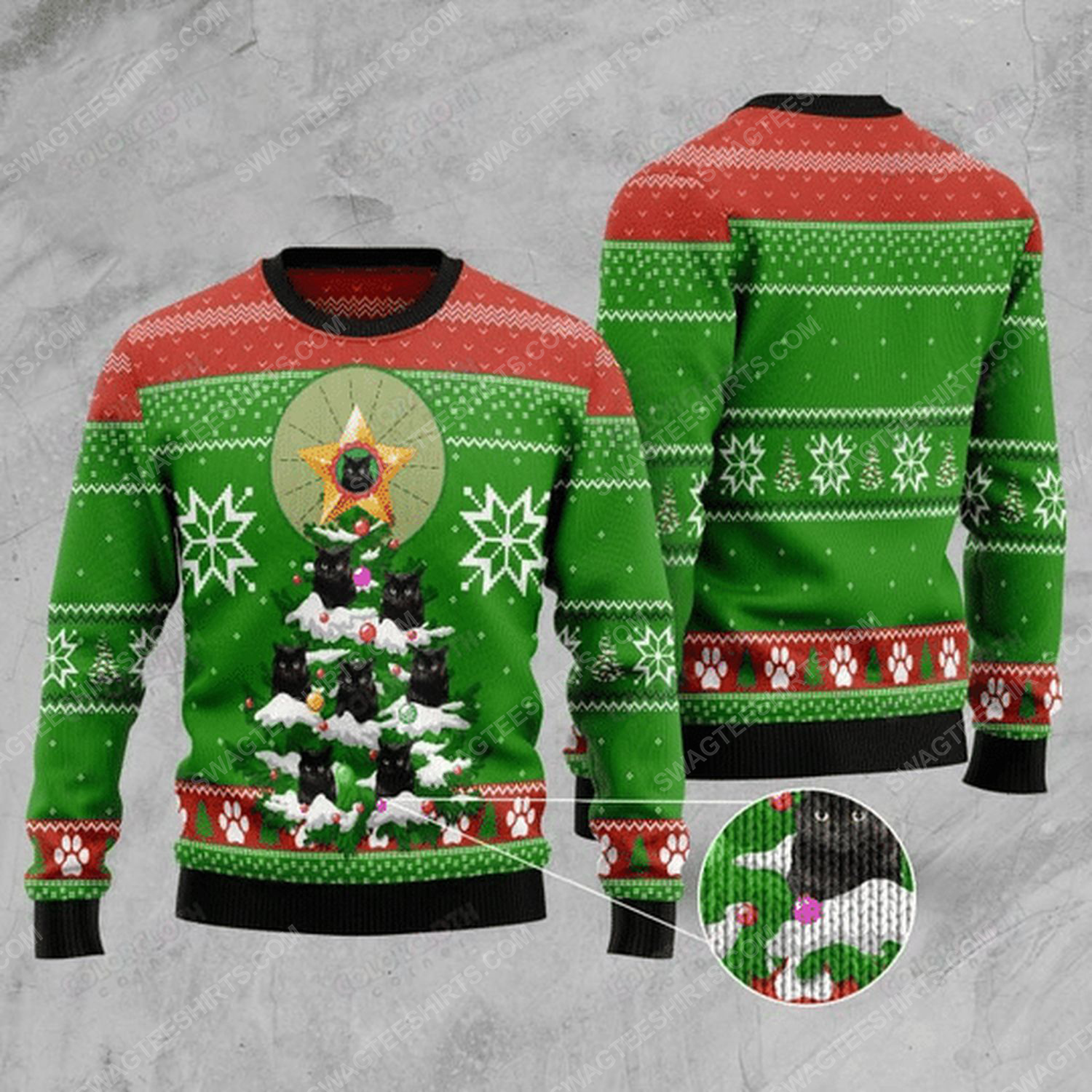 [Special Edition] Black Cat Christmas Tree Ugly Christmas Sweater – Maria