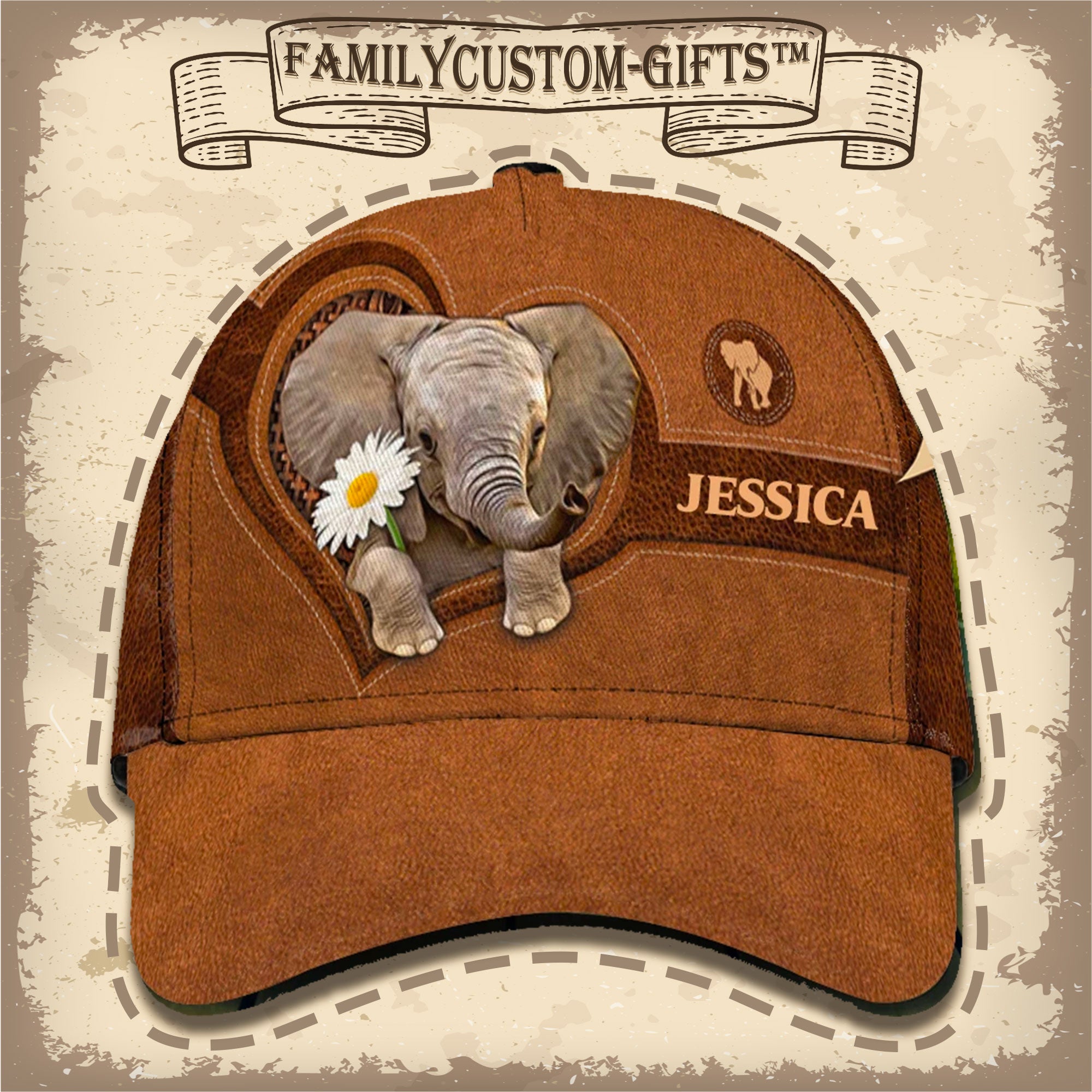 Elephant With Flowers Custom Hats For Men & Women 3D Prints Personalized Baseball Caps