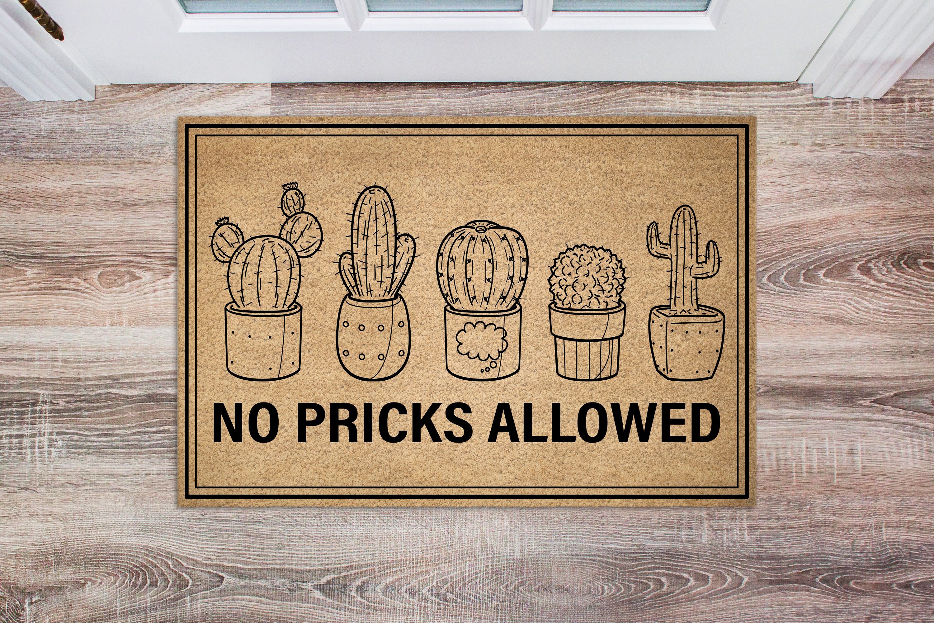 No Pricks Allowed Coir Pattern All Over Printing Doormat Pre1933