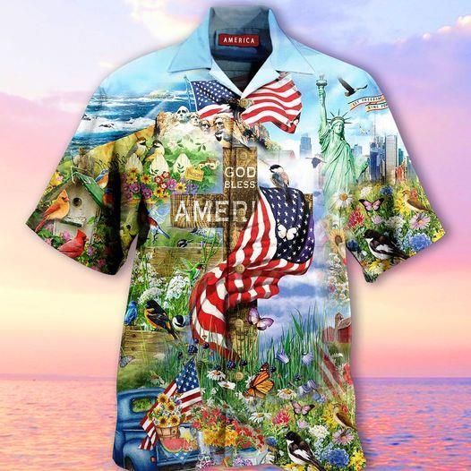 Discover Cool Amazing God Bless American Cross Unisex Hawaii Aloha Shirts Ha13859