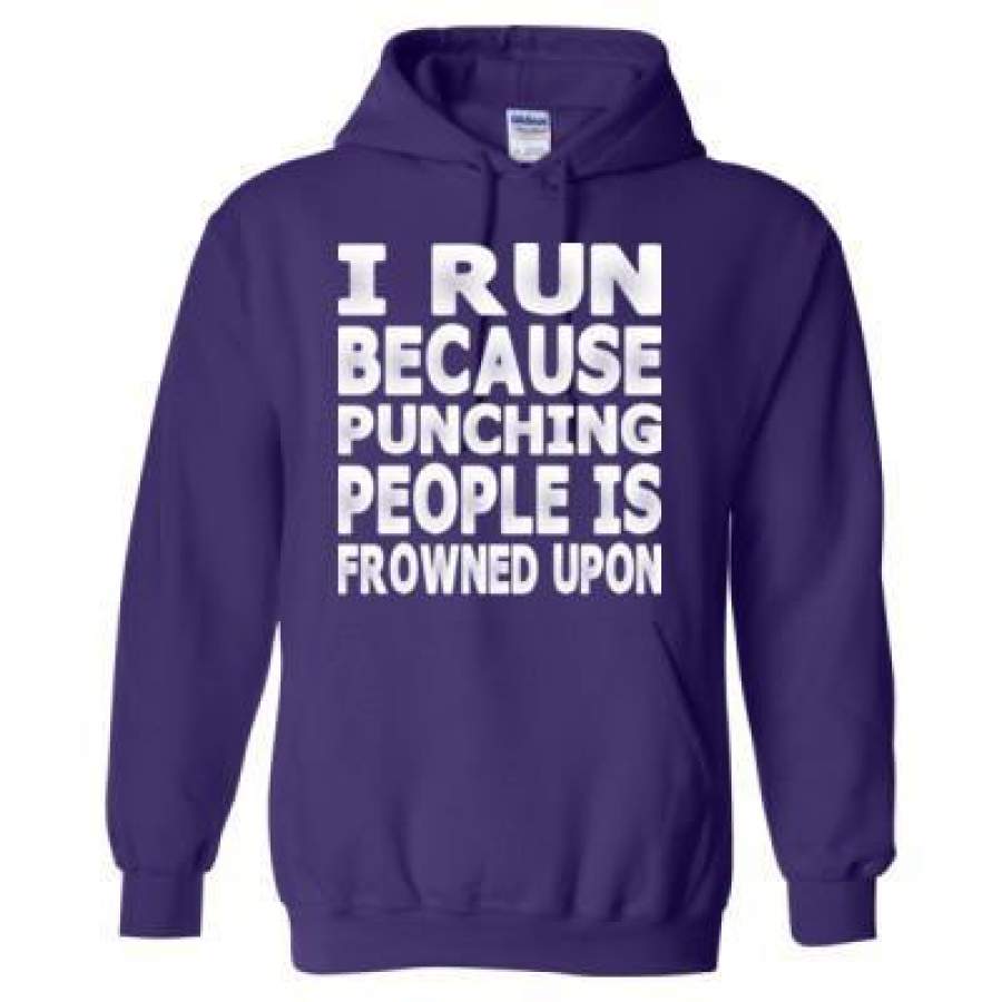 AGR I Run Because Punching People Is Frowned Upon – Heavy Blend™ Hooded Sweatshirt