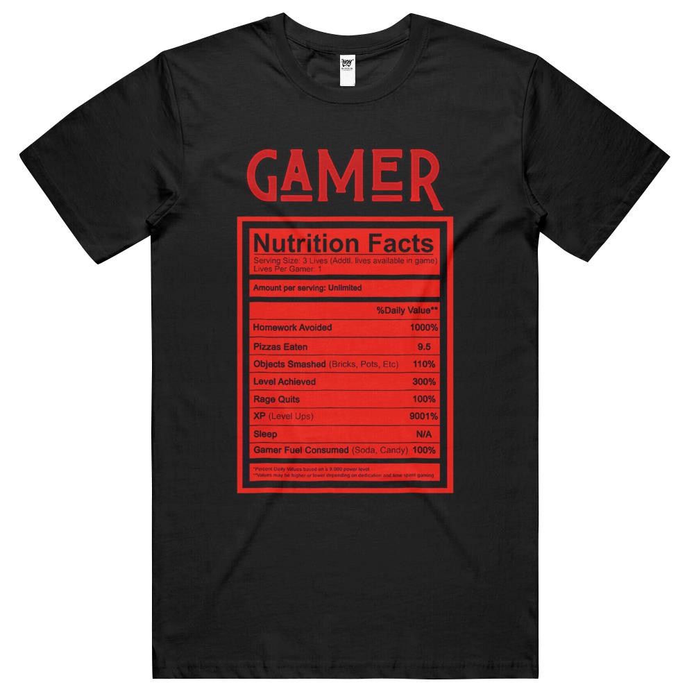 Nutritional Facts Shirt, Gamer Nutrition Facts Shirt, Gamer Nutritional Facts Men Women Gamers Gaming T Shirts