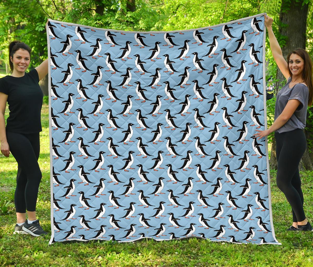 Penguin Dance Pattern Quilt Bedspread