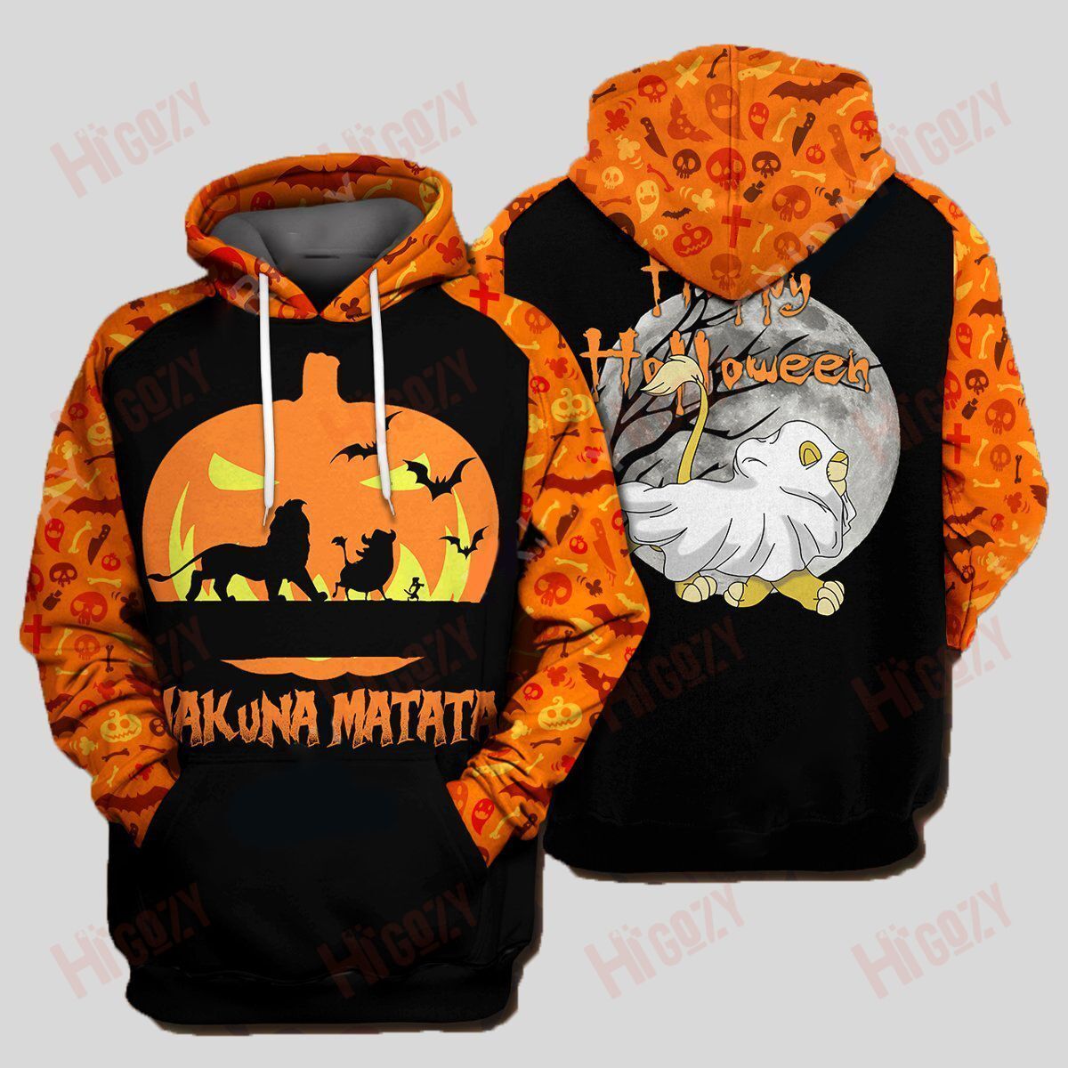 Baeelly™ Hakuna Matata Happy Halloween All Over Print Hoodie T-Shirt- Mt666