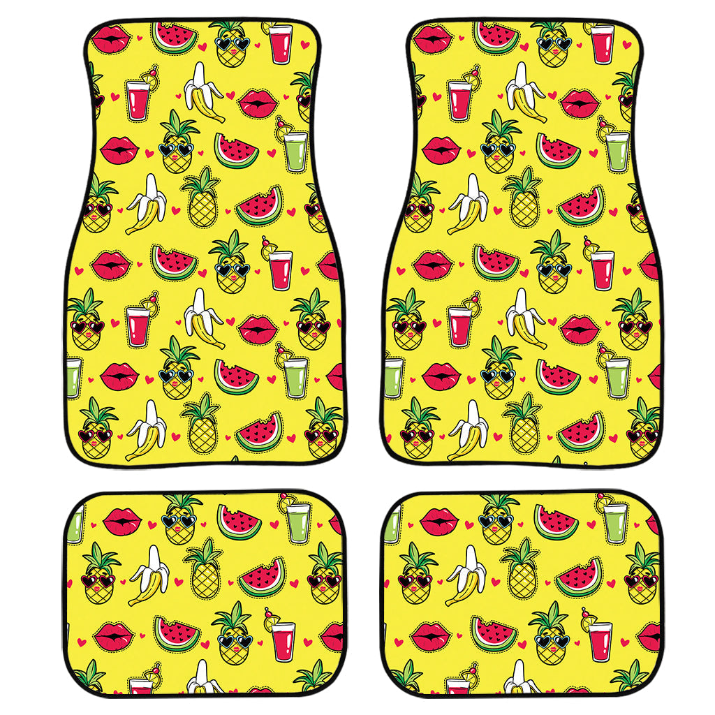 Cartoon Tropical Pattern Print Front And Back Car Floor Mats, Front Car Mat