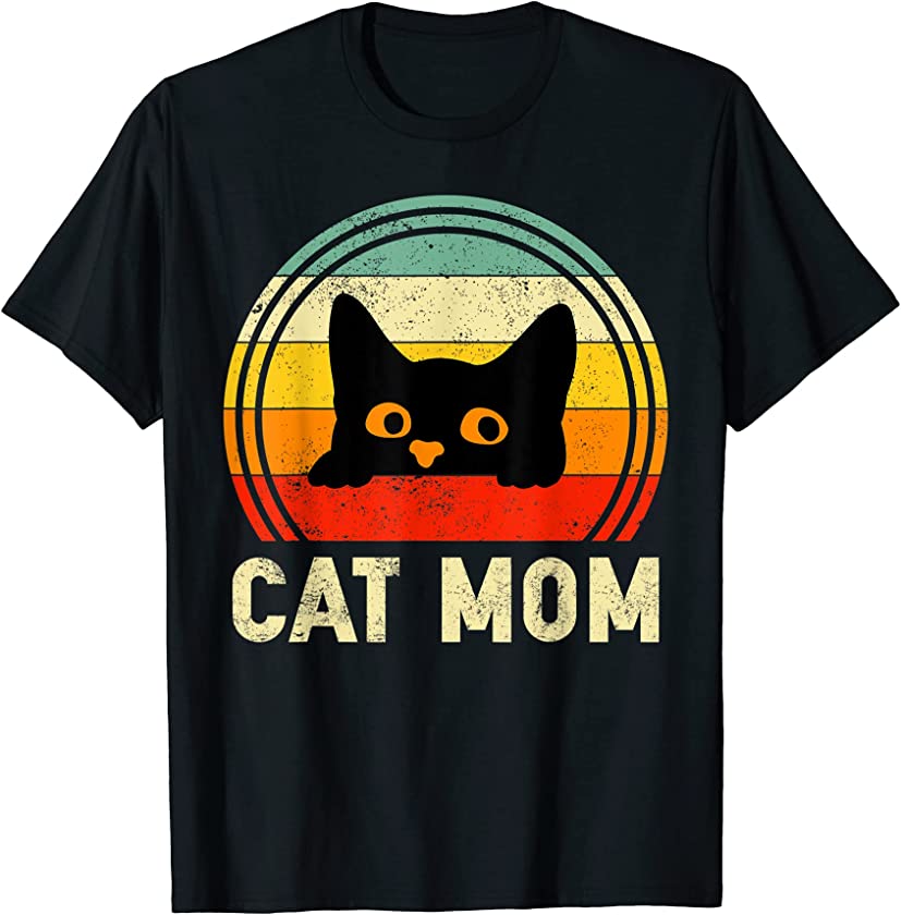 Retro Vintage Cat Mom Black Kitten Kitty Mother’s Day Women T-Shirt