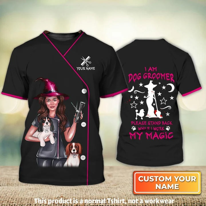 Custom Dog Groomer Hallween Shirt, I Am Dog Groomer Witch Shirt