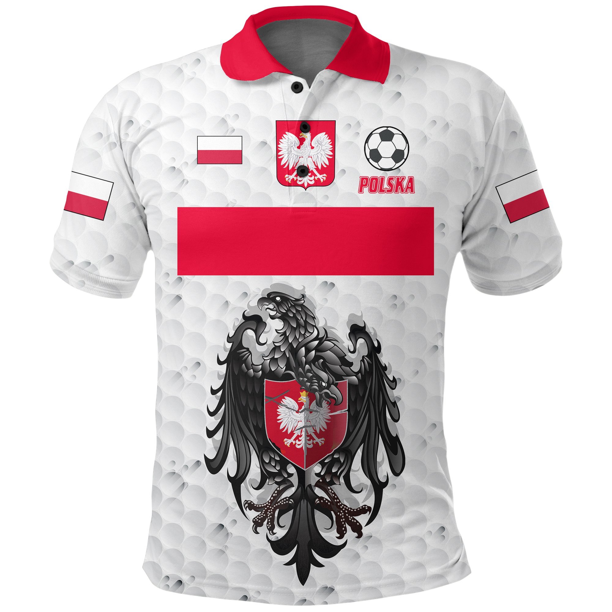 (Custom) Poland (Polska) Euro Soccer Polo Shirt Flag and Eagle A27