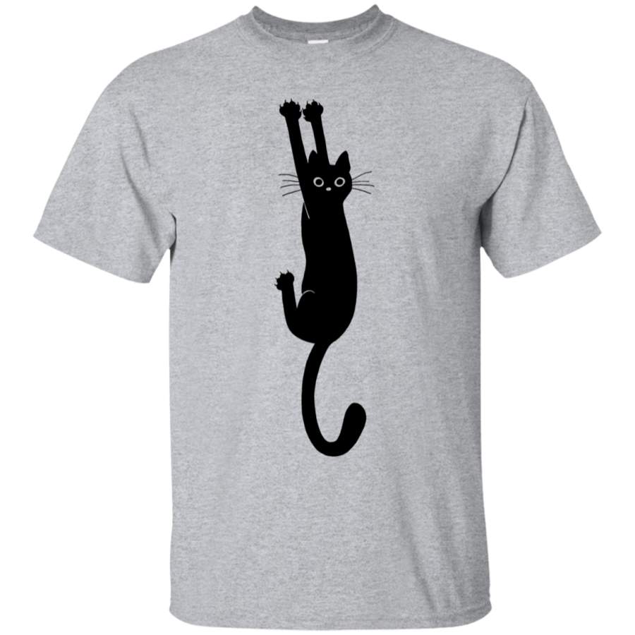 AGR Black Cat Holding OnBlack Cat Holding On Mens Cotton T-Shirt