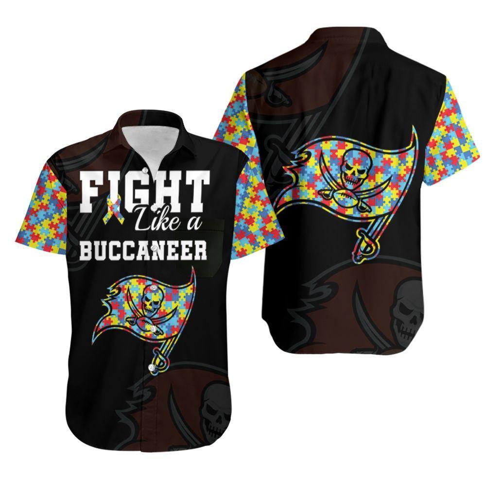 Beach Shirt Fight Like A Tampa Bay Buccaneers Autism Support Hawaiian Shirt