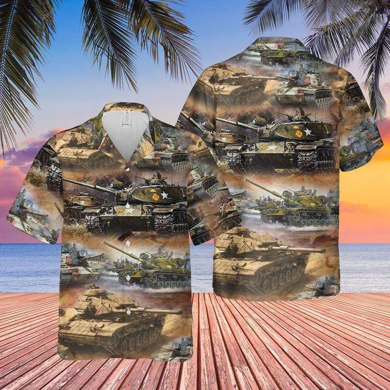 Amazing Us Army M60A1 Tank Unisex Hawaiian Shirts, Summer Shirts, Beach Shirts – Short