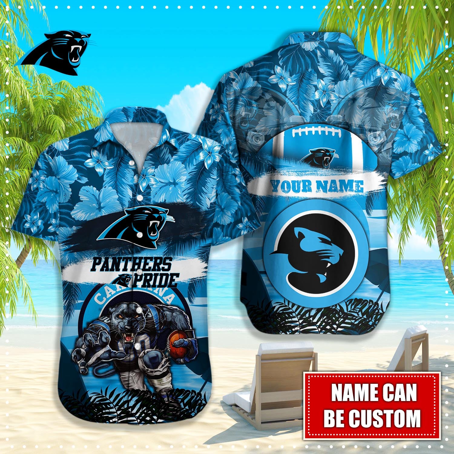 Personalized Carolina Panthers Hawaiian Shirt Mascot