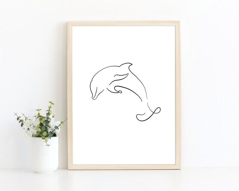 Dolphin Line Drawing, Printable Poster