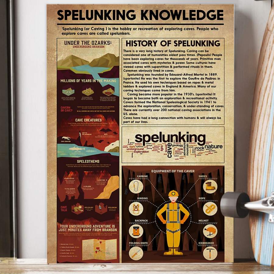 Spelunking Knowledge  Unique Custom Design  Poster  Gift