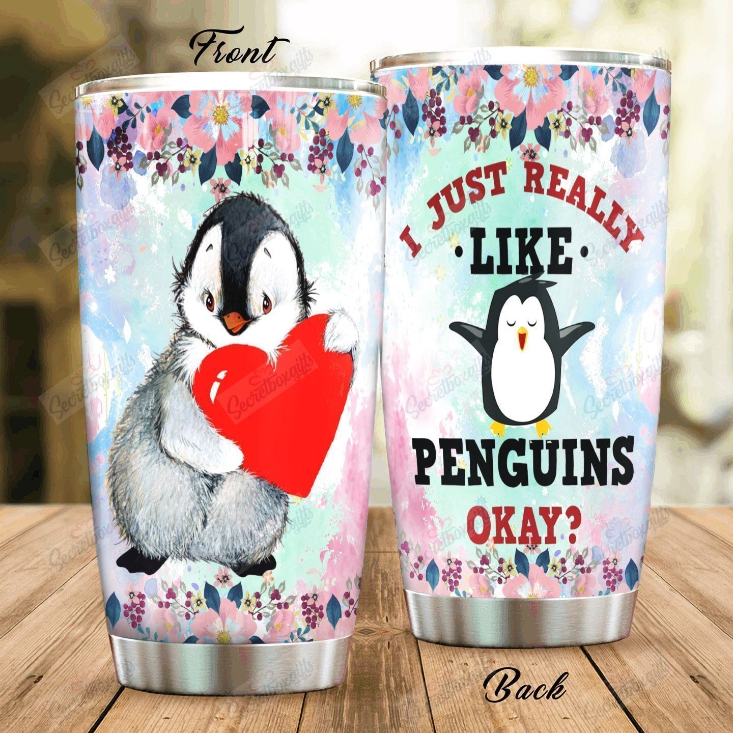 Personalized Penguin Gs-Cl-Ml0704 Stainless Steel Tumbler Customize Name, Text, Number