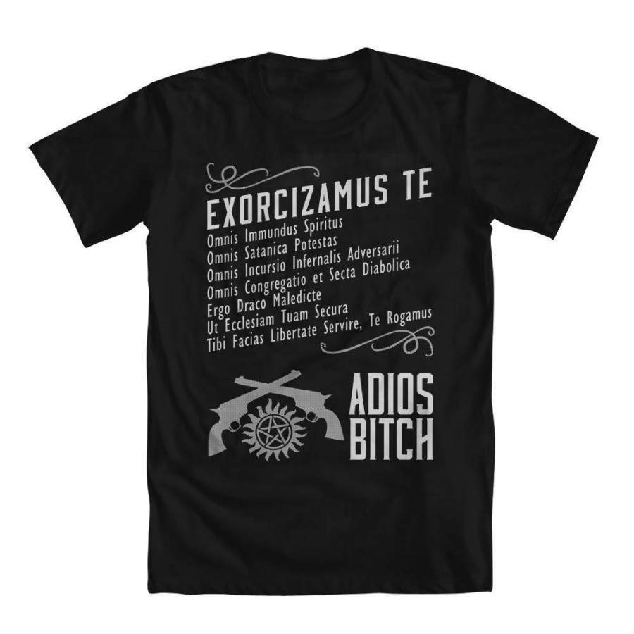 Vintage Stylish Pattern Exorcism Adios Bitch Quote Supernatural Adult T-Shirt Tee