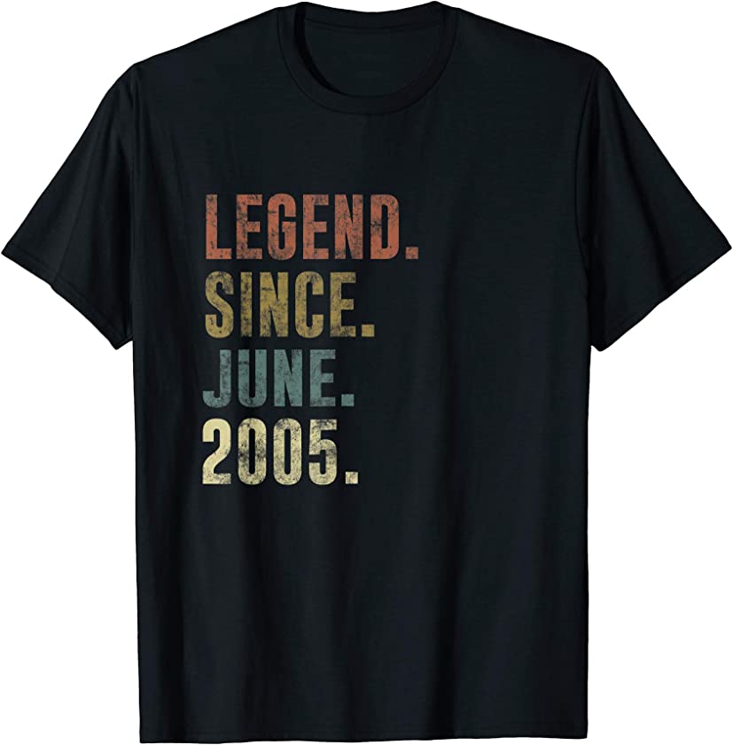 16th 2005 Birthday Vintage Legend Since June 2005 T-Shirt