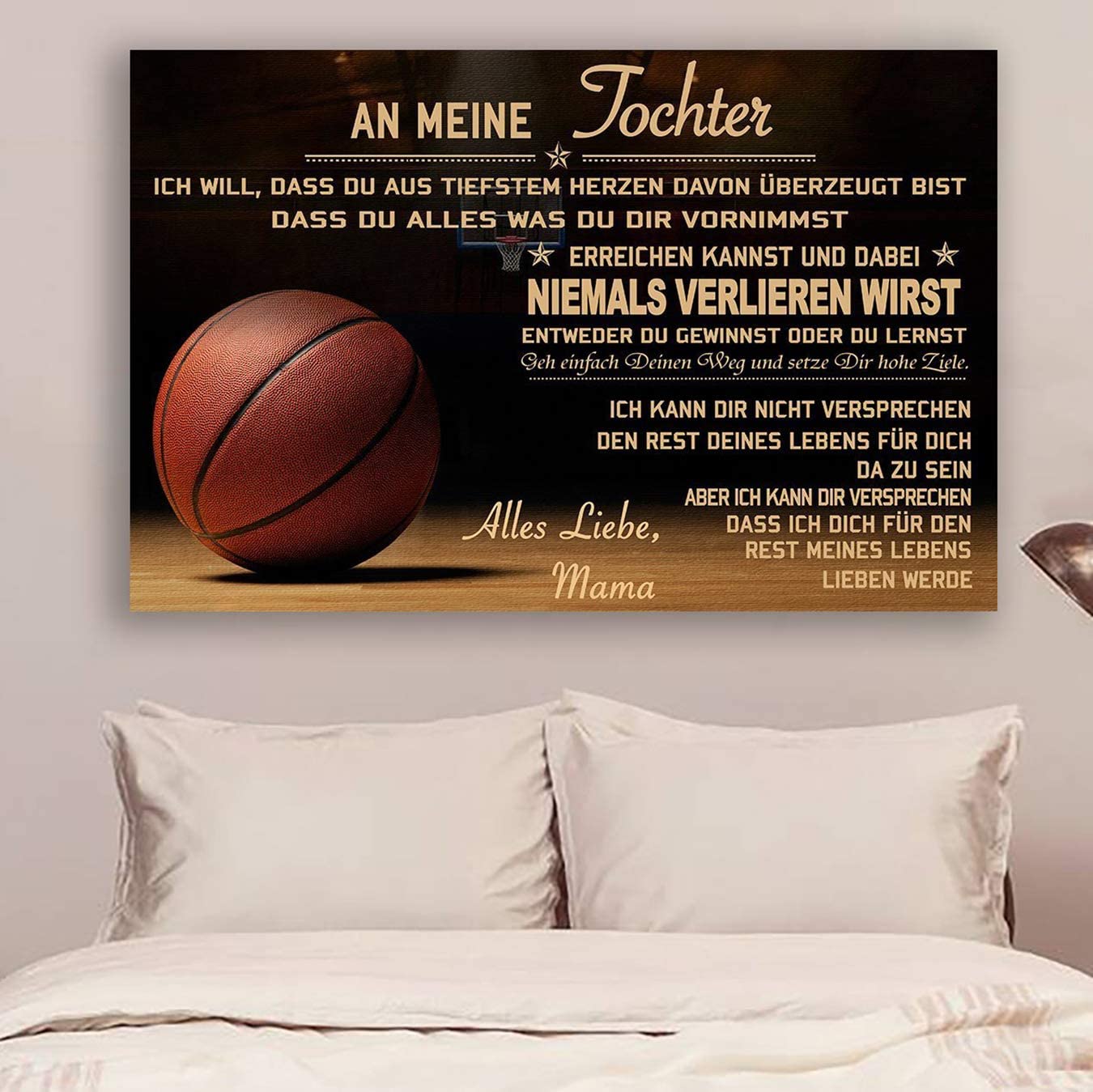 Poster for Room Aesthetic -Command Strips Wall Decor – Cv760 Qh Basketball Poster – Mom to Daughter – Never Lose German Version