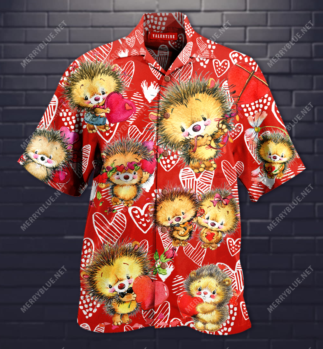 Cute Hedgehog On Day Hawaii Unisex Print Aloha Short Sleeve Casual Shirt Ha17816