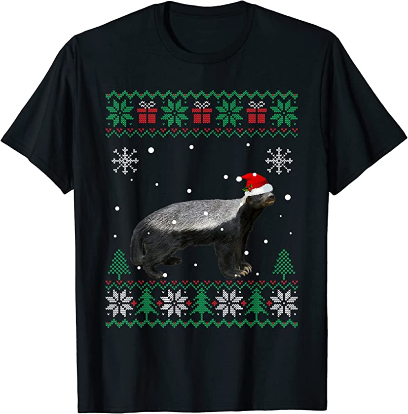 Ugly Christmas Pajama Sweater Honey Badger Animals Lover T-Shirt