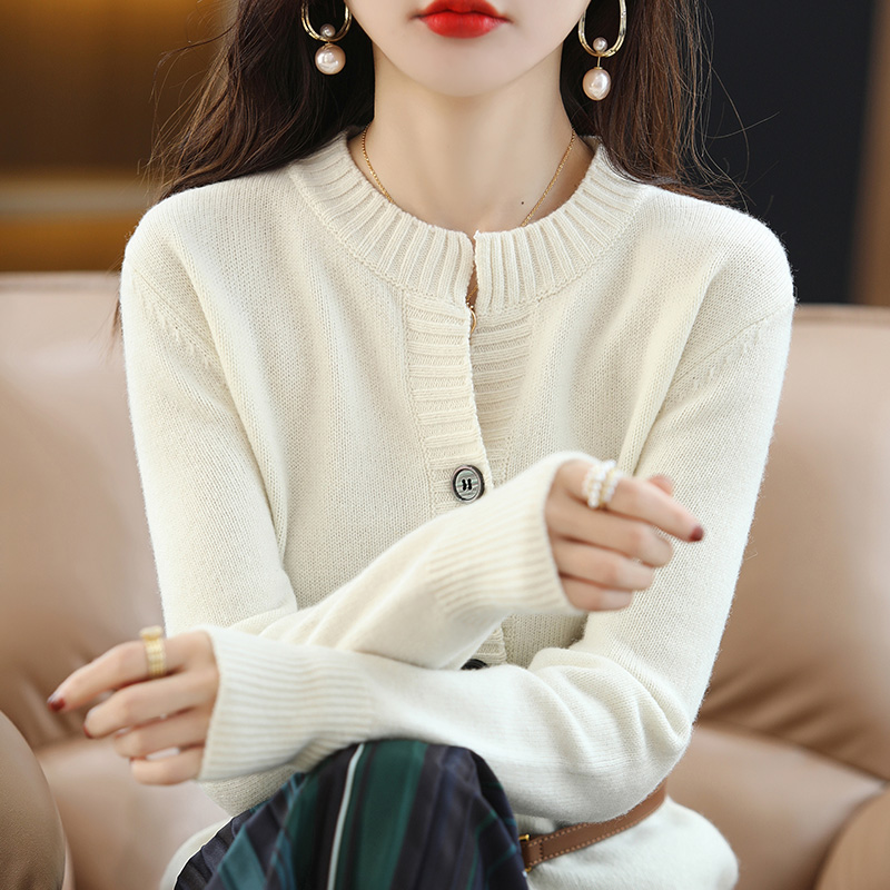 Women Autumn Winter Cashmere Sweater Cardigans Casual O-Neck Long Sleeve Cardigans Female Elegant Chic Outerwear alx