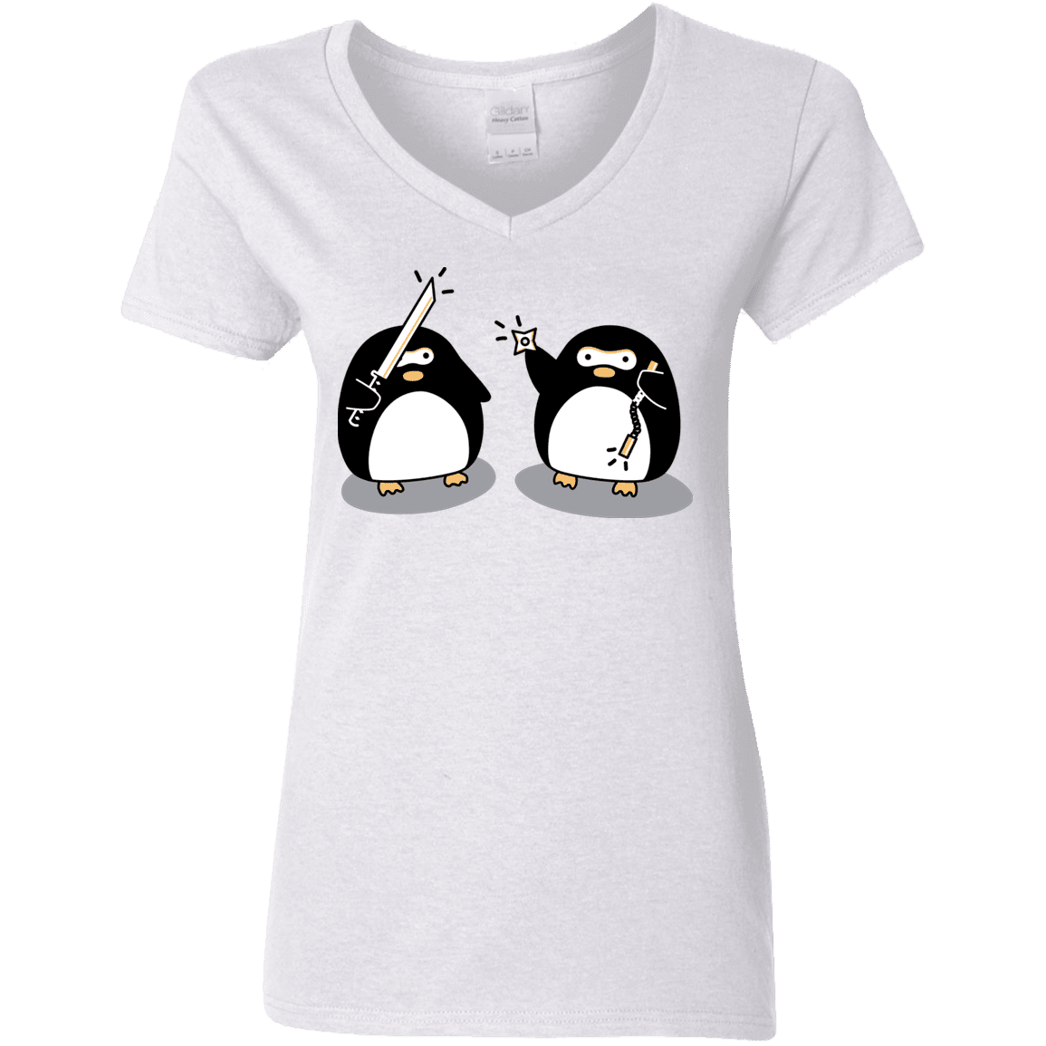 Cute Ninja Penguins Women’S V-Neck T-Shirt