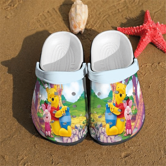 Pooh Winnie-the-Pooh Rubber Crocs Crocband Clogs, Comfy Footwear TL97