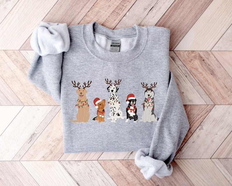 Holiday Dog Christmas Sweatshirt 2D Crewneck Sweatshirt All Over Print Sweatshirt For Women Sweatshirt For Men Sws4799