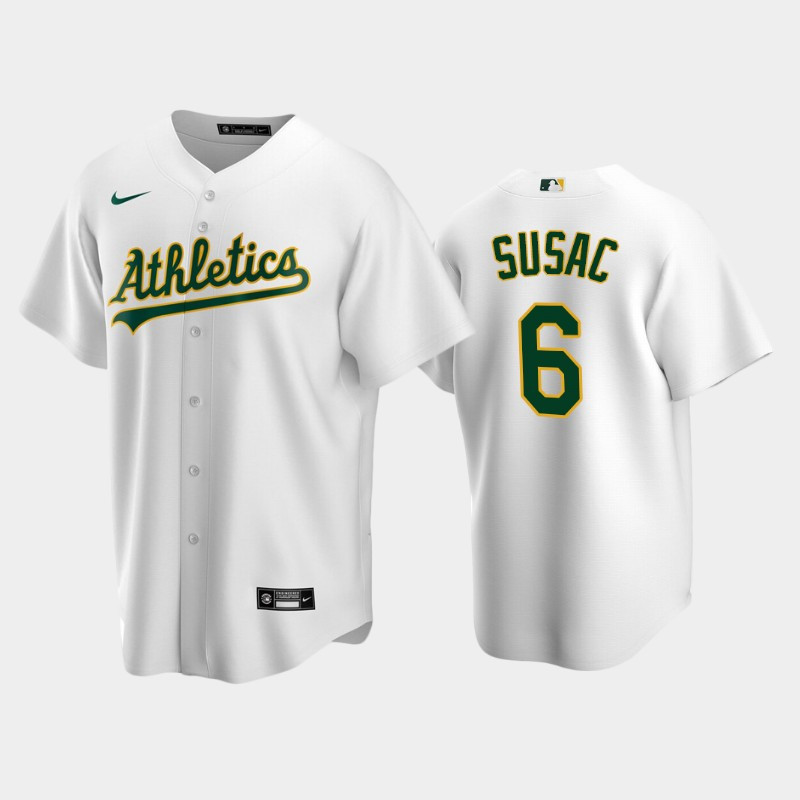 2022-23 Draft Oakland Athletics Daniel Susac 6 White Home Jersey