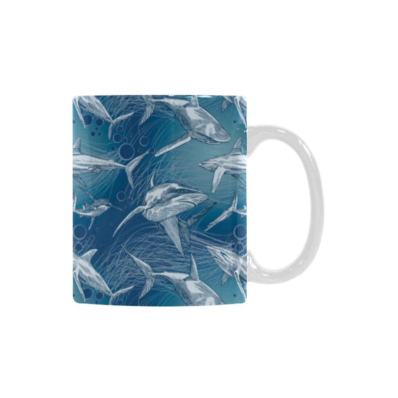 Shark hand drawn Classical White Mug (Fulfilled In US)