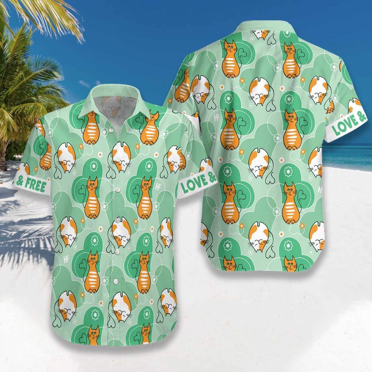 Felacia Cat Love And Free Unisex Hawaii Aloha Ha29517