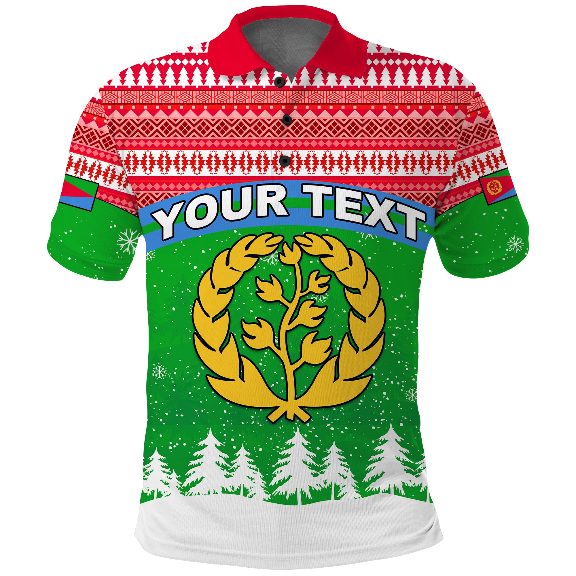 (Custom Personalised) Eritrea Polo Shirt Merry Christmas Mix African Pattern Lt13