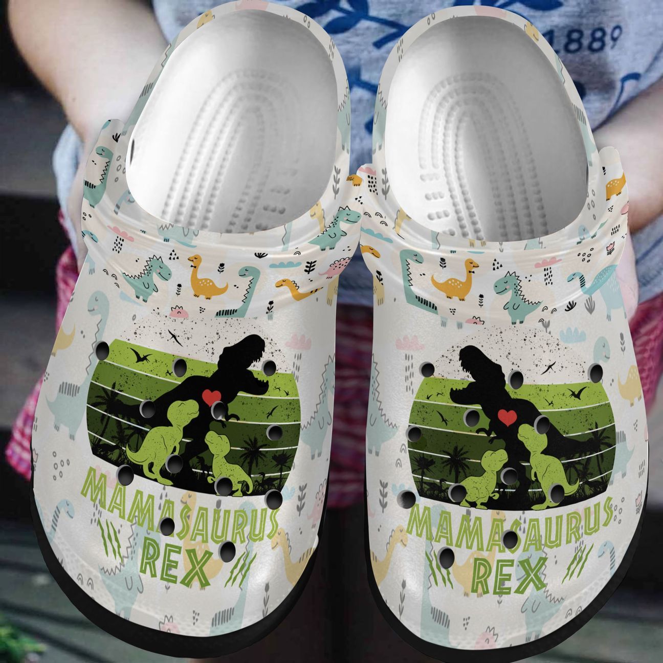 Dinosaur Personalized Clog, Custom Name, Text, Color, Number Fashion Style For Women, Men, Kid, Print 3D Mamasaurus Rex